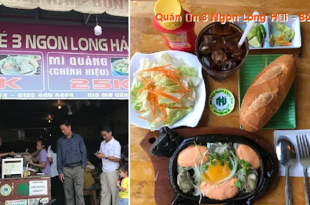 3 Ngon Long Hai Restaurant - Bun Bo Hue (Hue-style beef noodle soup) - Mi Quang (Quang-style noodles)