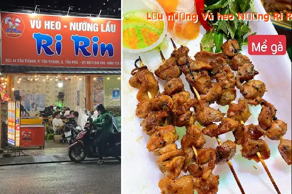 Hot pot, grilled pork udder, Ri Rin BBQ restaurant in Tan Phu.