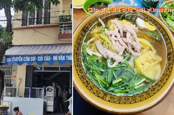 Cốn sủi, sủi cảo, and wonton noodles - a traditional dish from Ông Há Restaurant - Lao Cai specialties.