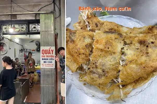 Vietnamese savory pancake (Bánh xèo), spring rolls (Nem cuốn)