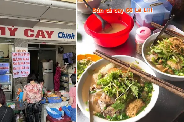 Spicy fish noodle soup at 66 Le Loi Street