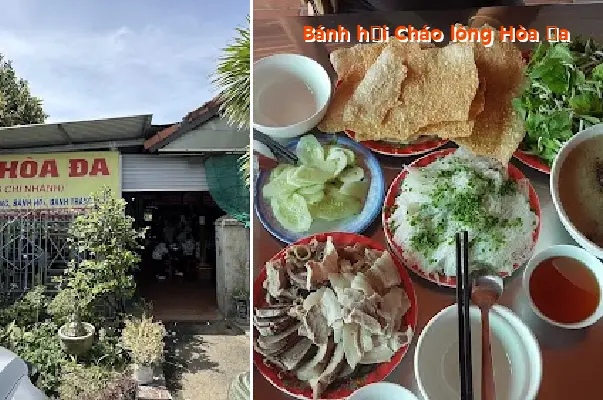 Rice vermicelli with pork offal porridge in Hoa Da