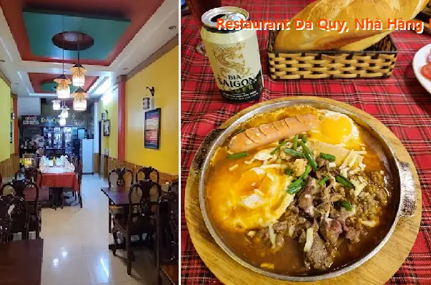 Restaurant Da Quy, Nhà Hàng Dã Quỳ. Beef stir-fry - Fried bread with Da Quy sauce.